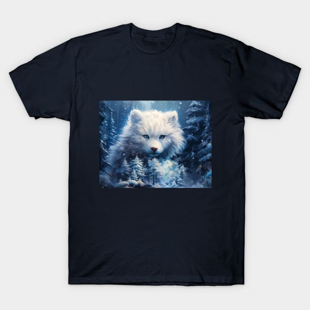 Winter White Wolf T-Shirt by tfortwo